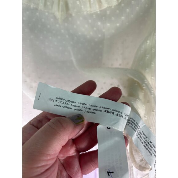 Zara Womens Romantic Textured Polka Dot Ruffle Blouse Size XL - Picture 6 of 9